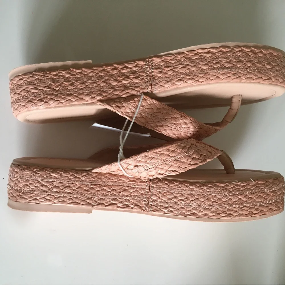 American Eagle Outfitters Peach Braided Platform Thong Sandals